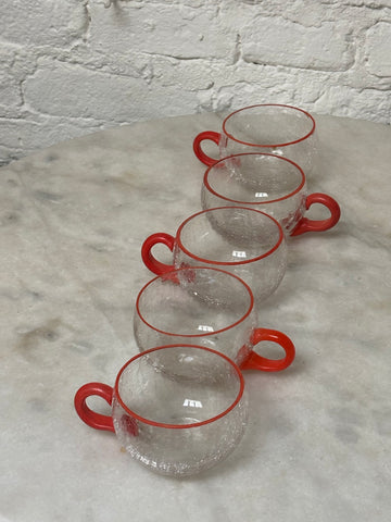 mod glass cups with red handles