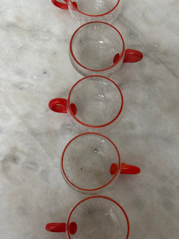 mod glass cups with red handles