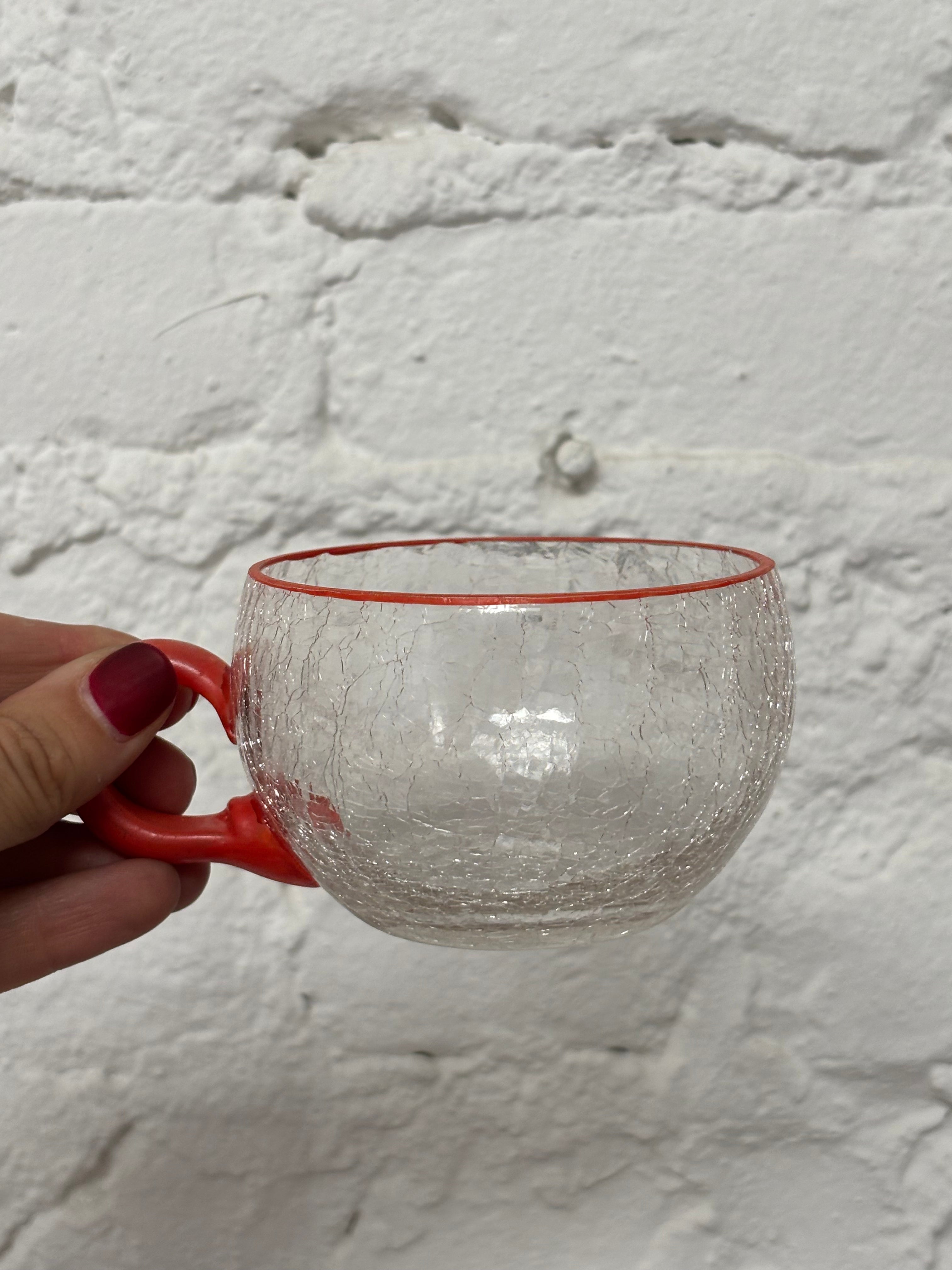 mod glass cups with red handles
